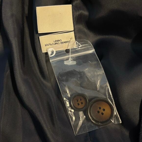 Pauw Amsterdam Size 4 US 12 Wool Linen Collarless Blazer Jacket Navy Blue - Picture 5 of 5